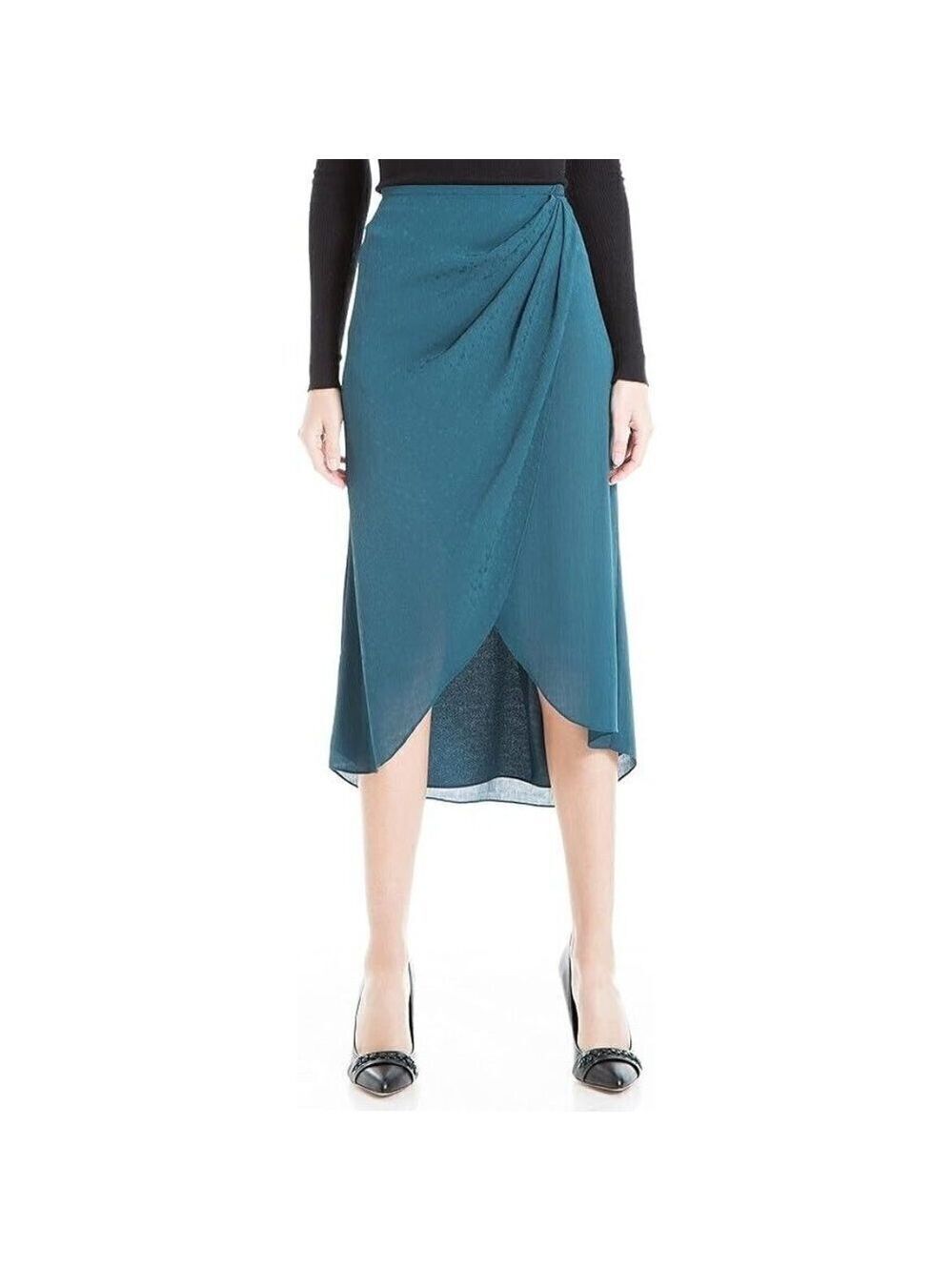 Max Studio BNWT women "Marine" tulip skirt satin faux wrap